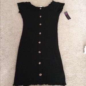 Black faux button up dress